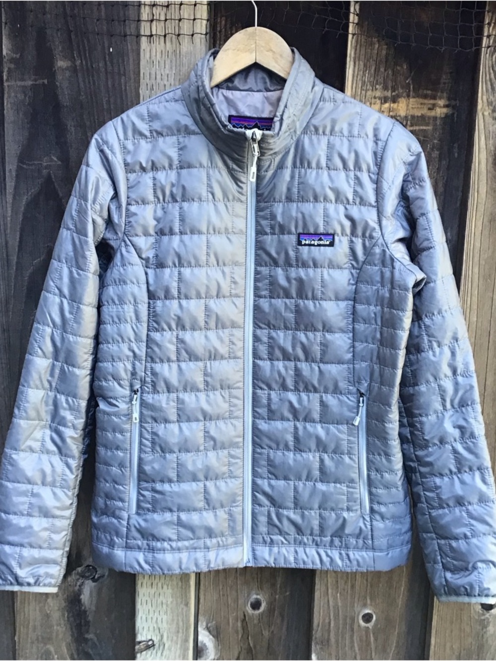 Patagonia Light Gray Quilted Puffer Jacket
